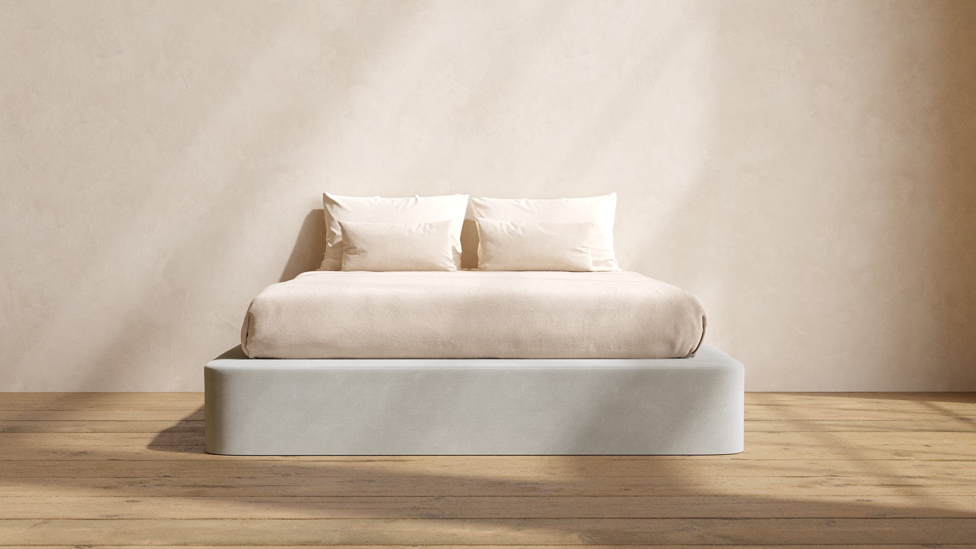 Slipcover Only Queen Upholstered Platform Bed Plush Weave in Cloud Anabei