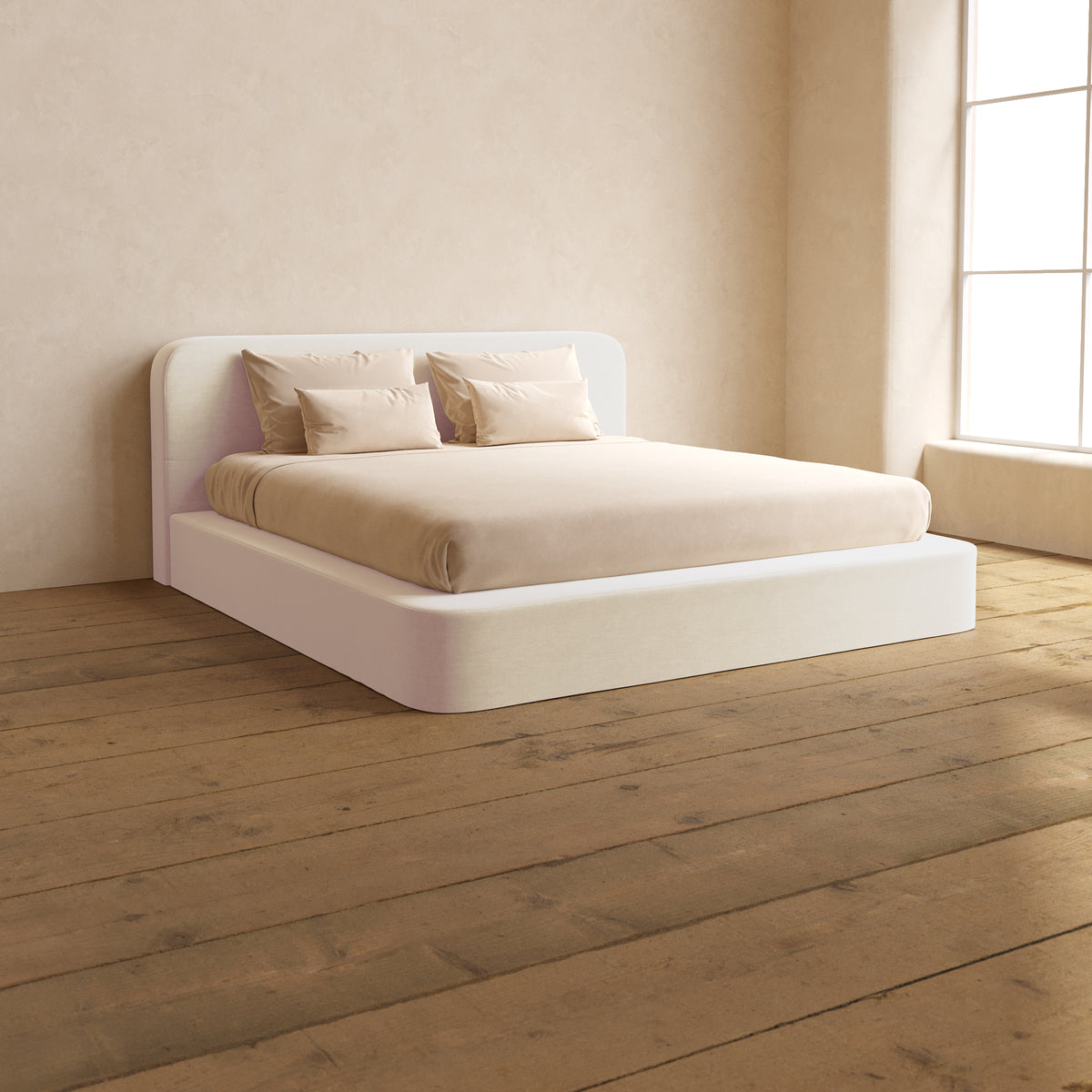 Slipcover Only King Upholstered Platform Bed + Headboard Mod Velve Anabei