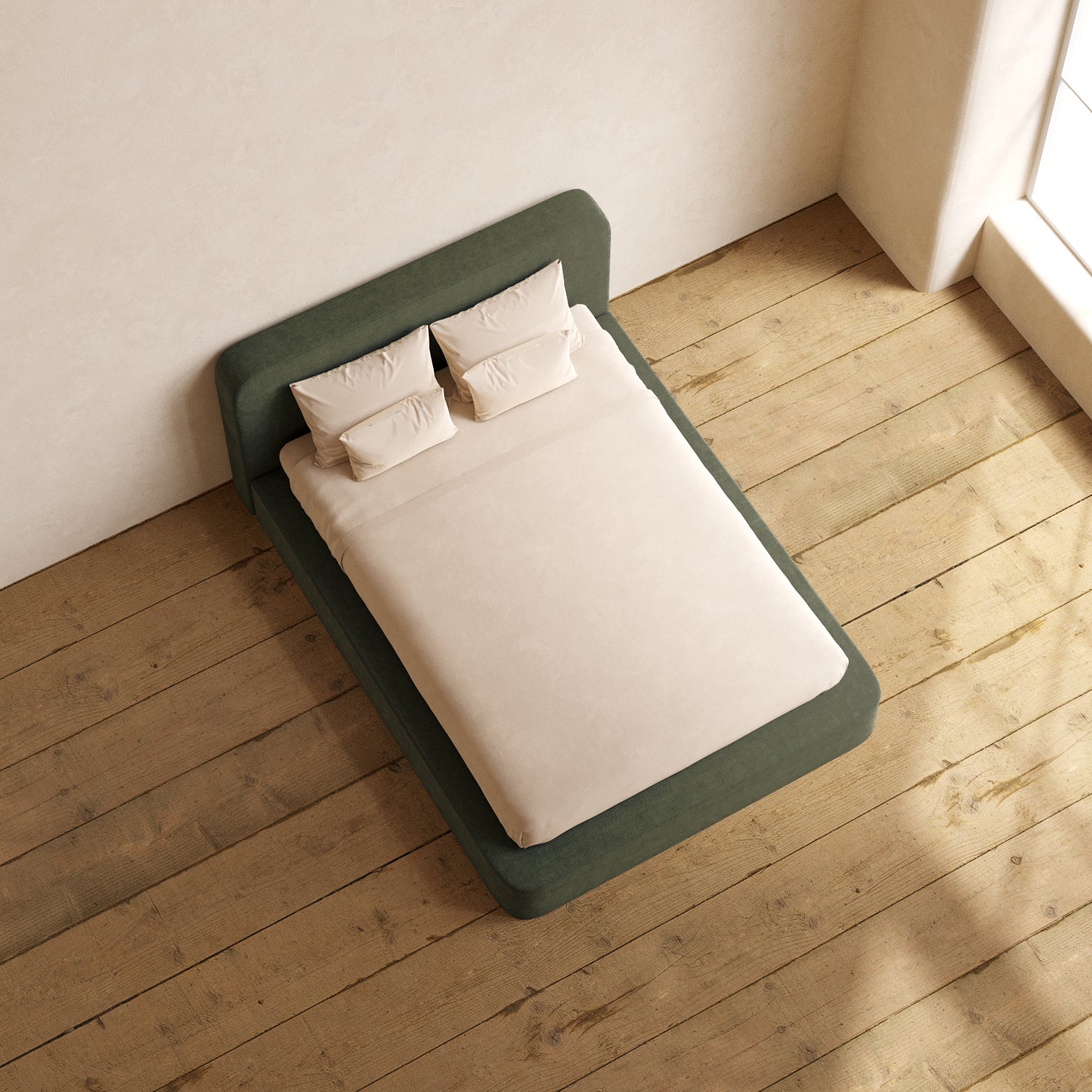 ollun オルン corduroy padded outer Solace Modular Corduroy Upholstered Ottoman