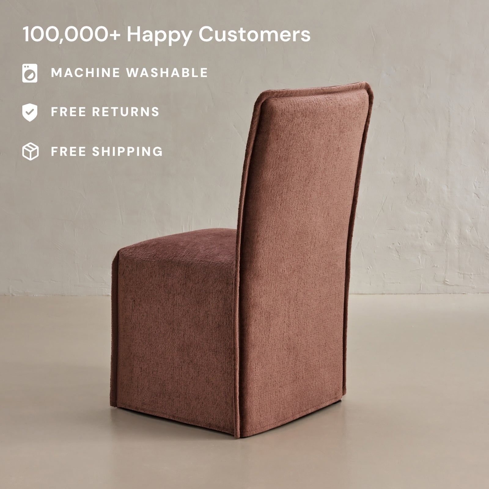 Slipcover Only Washable Upholstered Dining Chair 19” Back Height in  Chestnut