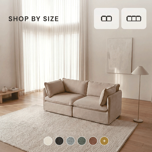 Lifestyle clips of a modular sofa transforming from a 2-seater to a 3-seater sectional, highlighting flexible modular layouts for different spaces.