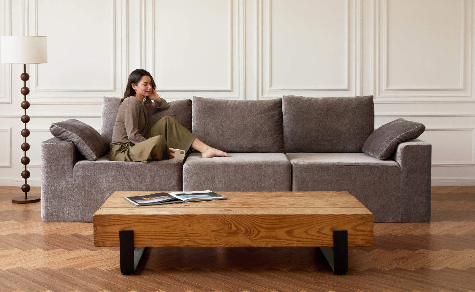 Modular Performance 3-Seater Sectional in Ash | Deluxe Blend – Anabei