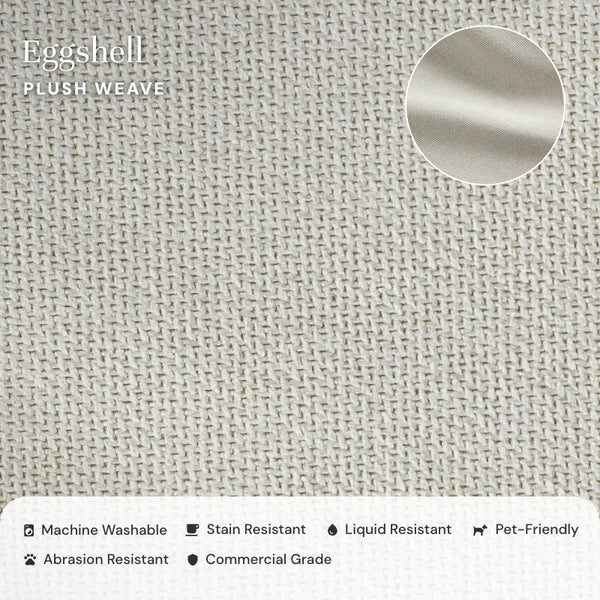 Close up fabric swatch of plush weave in eggshell