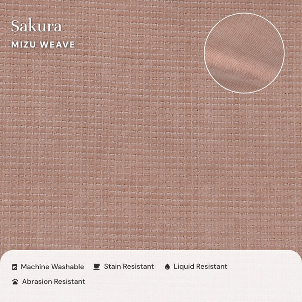 Close up view of fabric swatch mizu weave in sakura