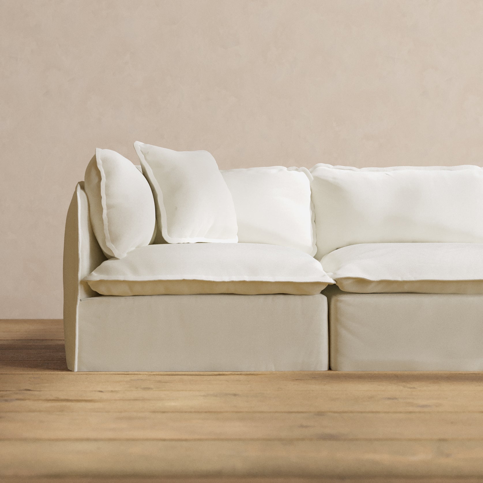 Square Performance Accent Pillow 18 x 18 Plush Weave in Eggshell