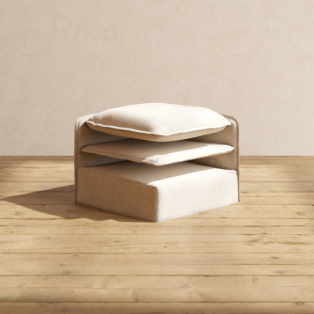 Modular Washable 3-Seater + Ottoman in Oat | Memorix+ Seat | Contour P ...