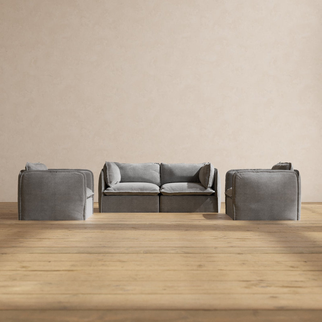 Modular Performance 3-Seater Sofa + Armchair Set in Ash | Relaxed Blen ...
