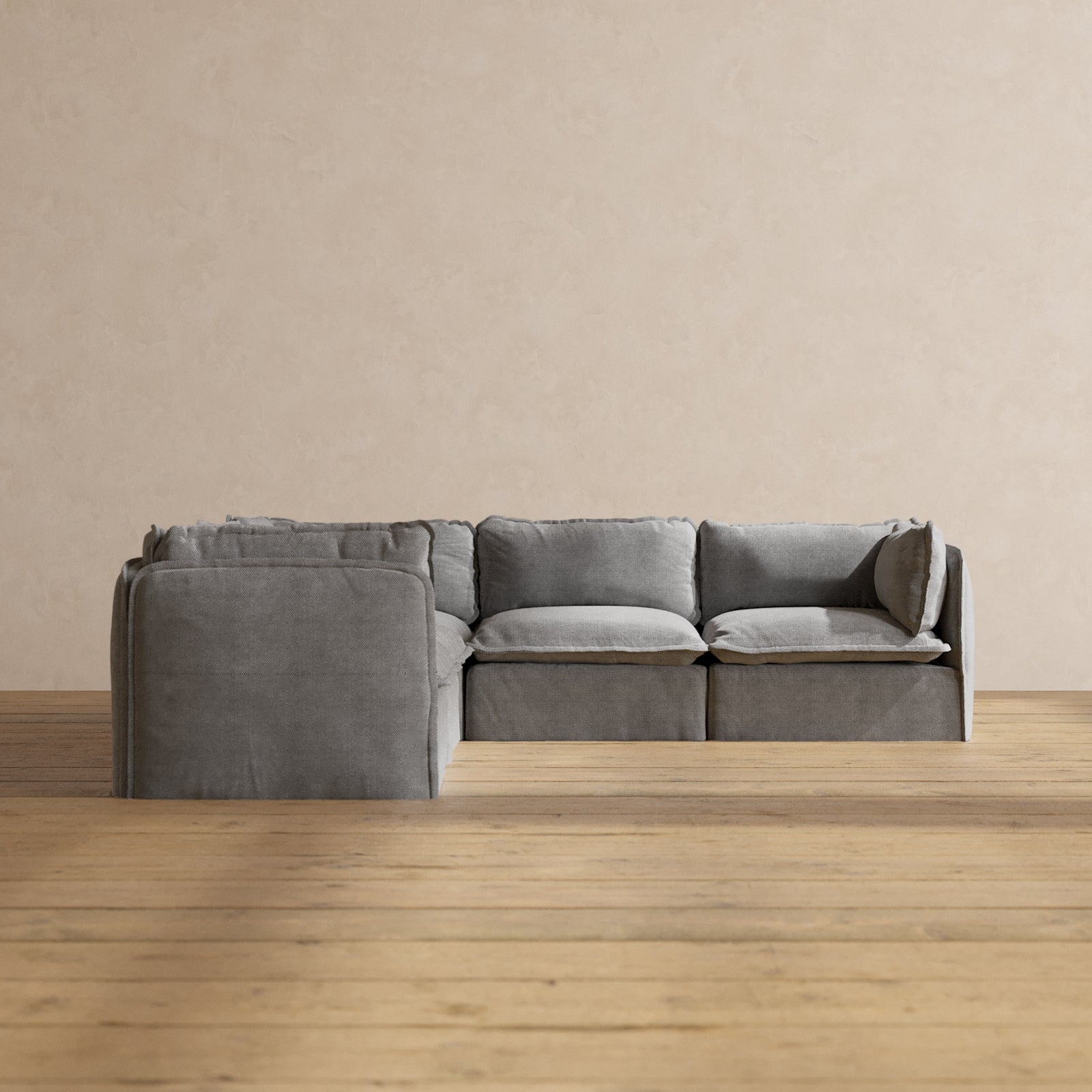 Modular Performance 5 Seater Corner Sectional in Ash Relaxed Blend Anabei