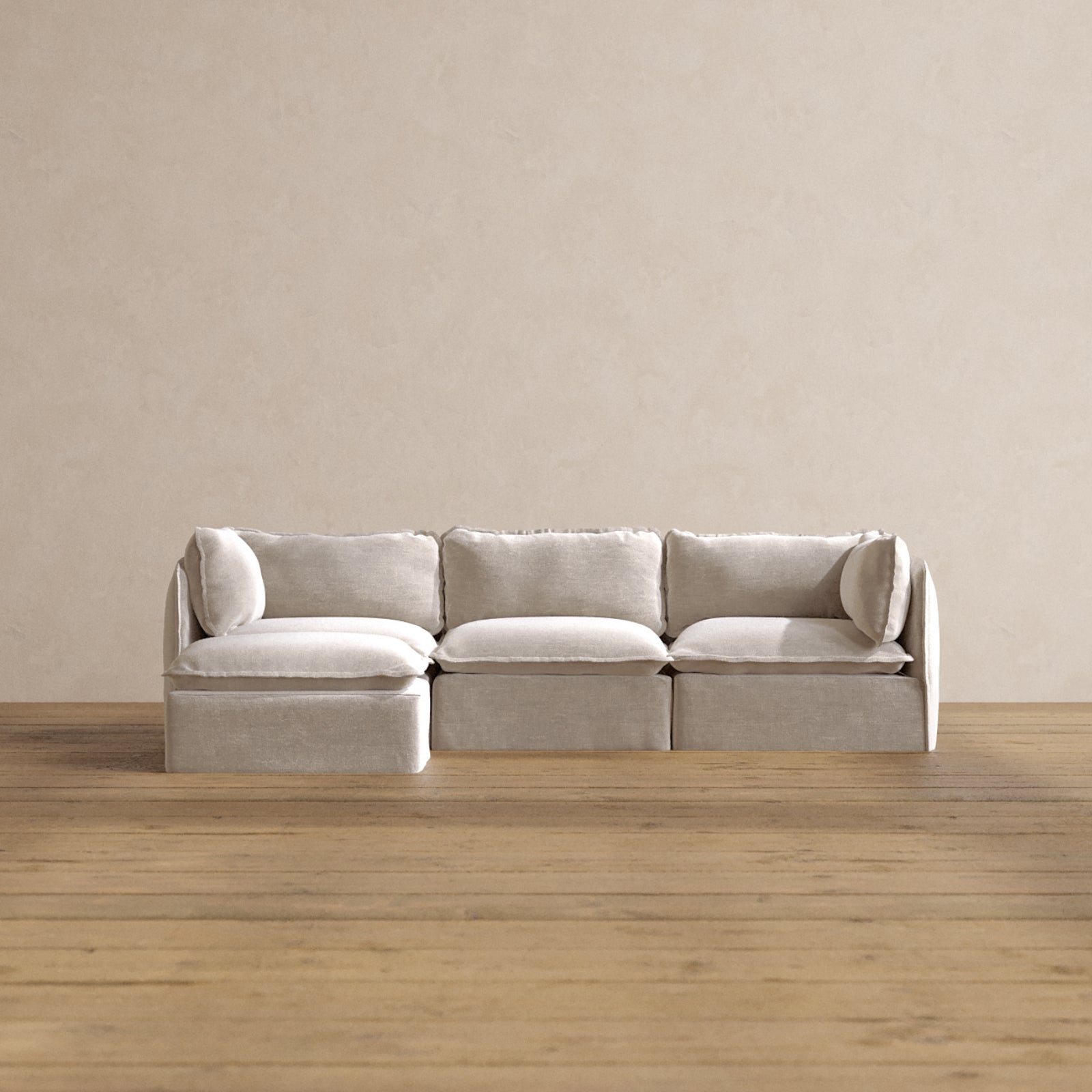 Modular Washable 3-Seater Sectional in Mist | Memorix+ Seat | Contour Pillow