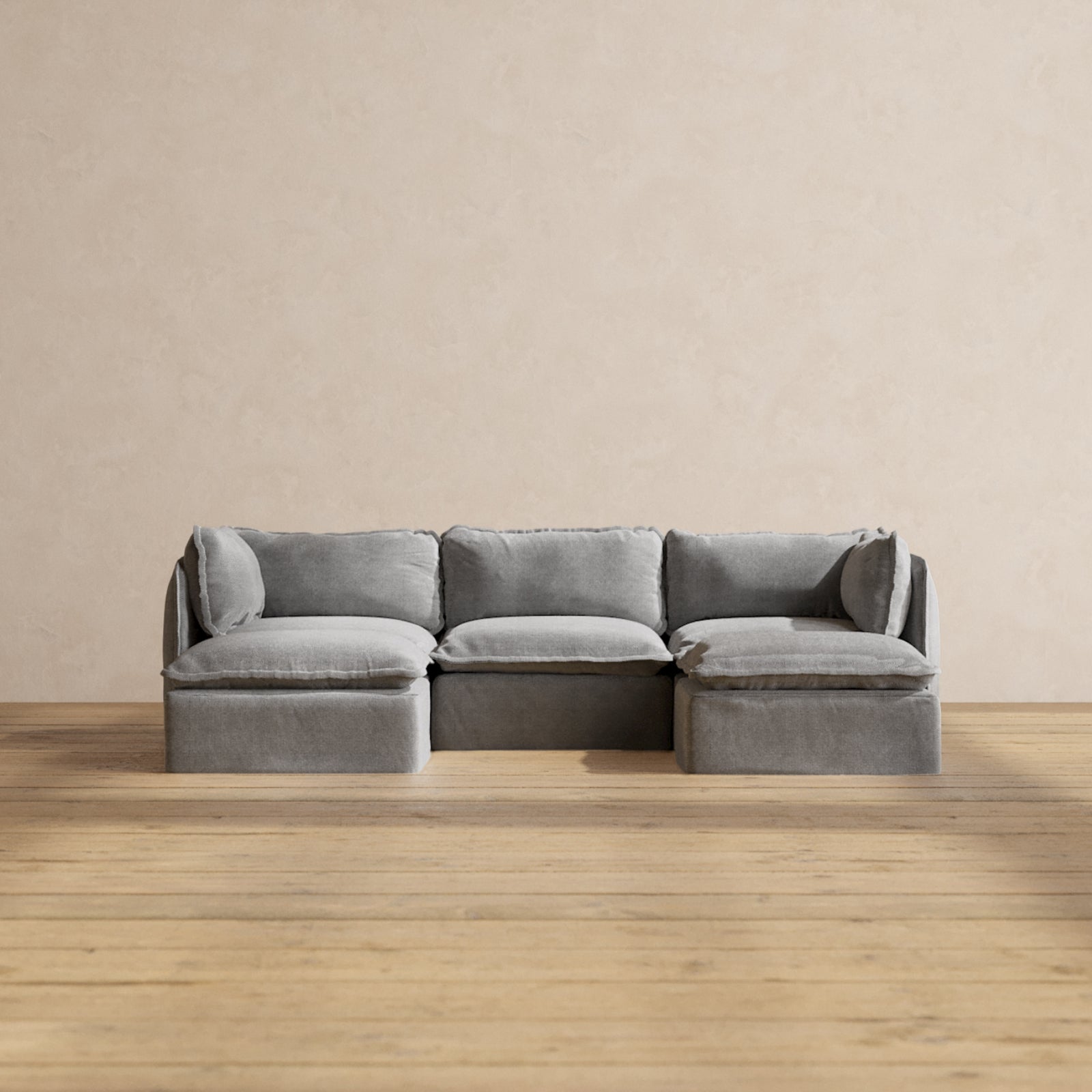 Modular Washable 3-Seater U-Sectional in Ash | Memorix+ Seat | Contour Pillow