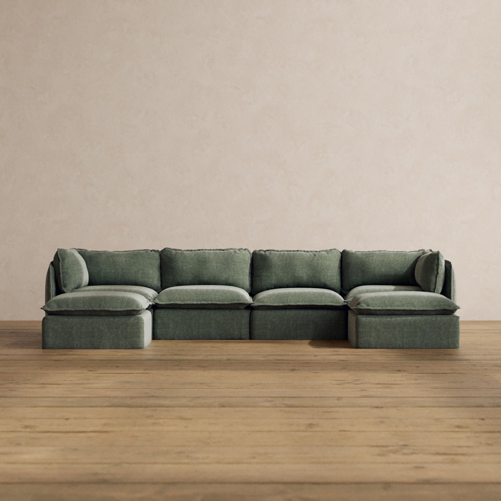 Modular Washable 4-Seater U-Sectional in Willow