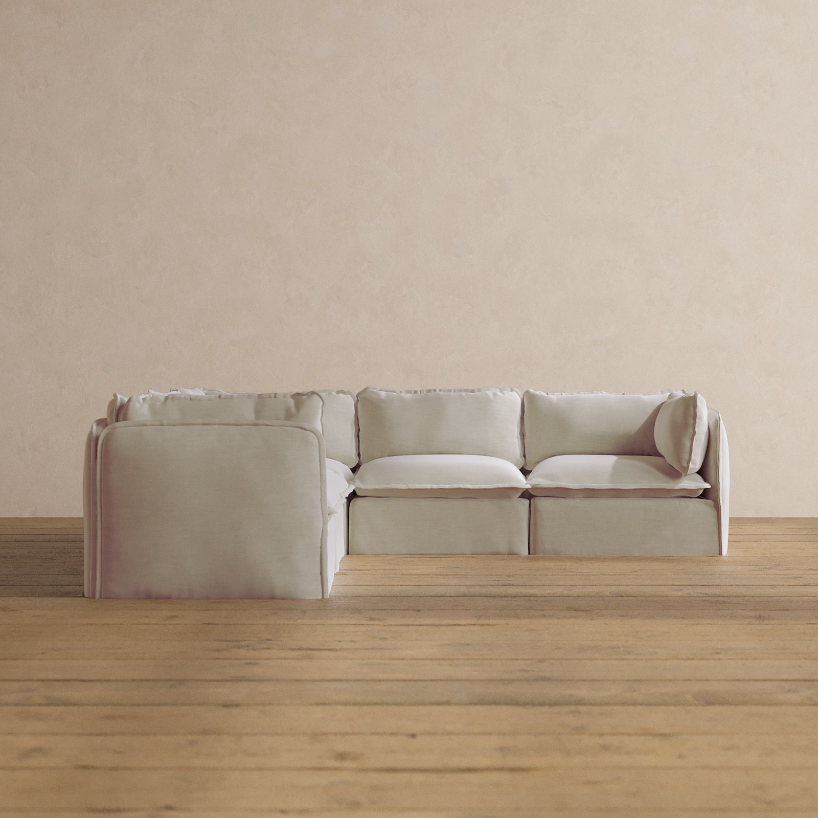 Modular Washable 5-Seater Corner Sectional in Coco | Deluxe+ Seat | Cloud Pillow
