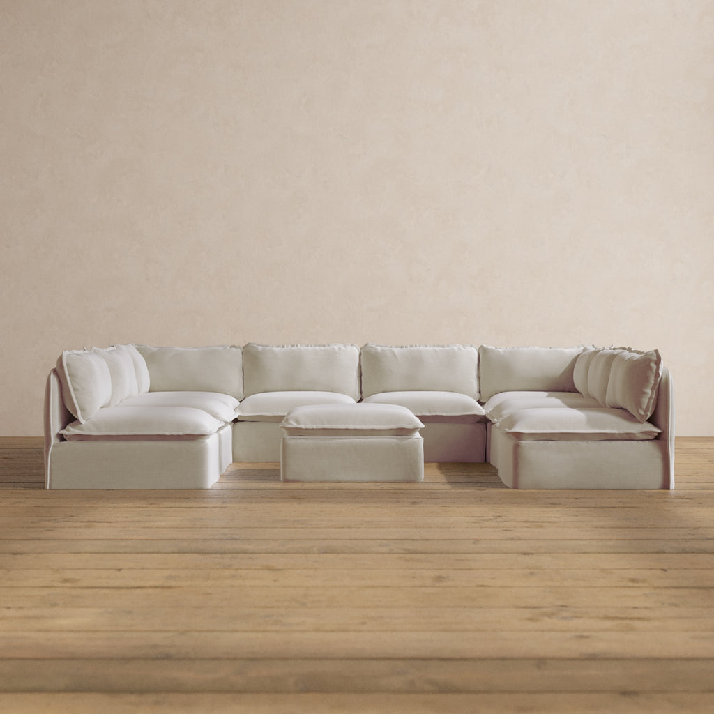 Modular Washable 8-Seater Open-Ends U-Sectional in Coco | Deluxe+ Seat ...