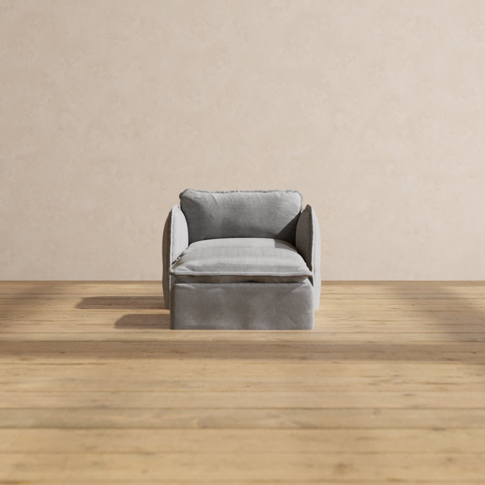 Modular Washable Armchair + Ottoman in Ash | Deluxe+ Seat | Cloud Pillow