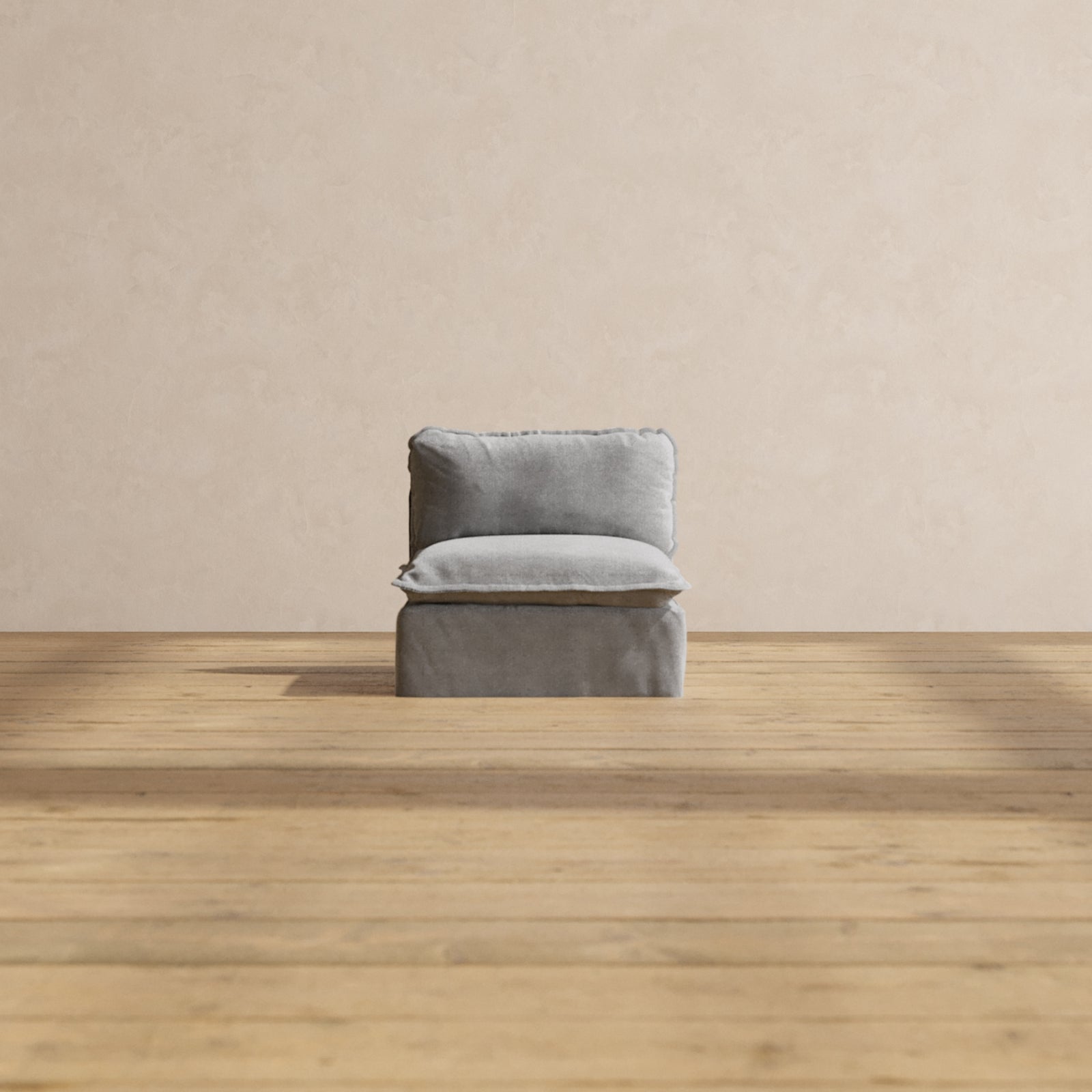 Modular Washable Armless Chair in Ash | Deluxe+ Seat | Cloud Pillow