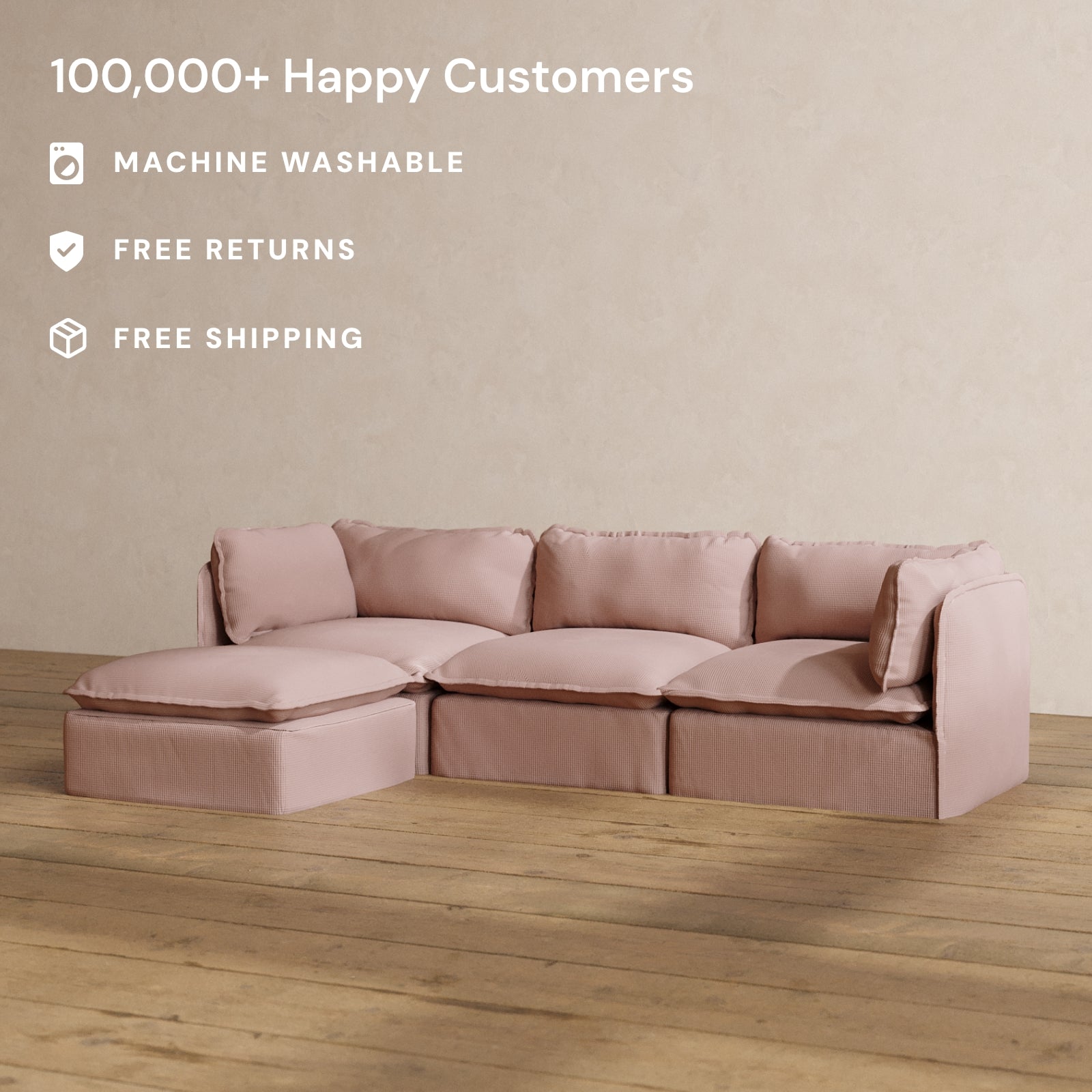 Washable 3-Seater Sectional - 60% OFF | Anabei