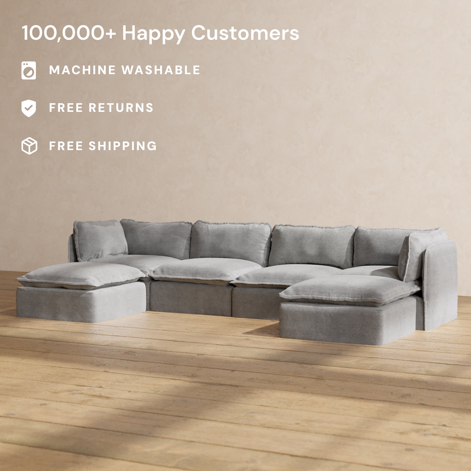 Washable 4-Seater U-Sectional - 60% OFF | Anabei