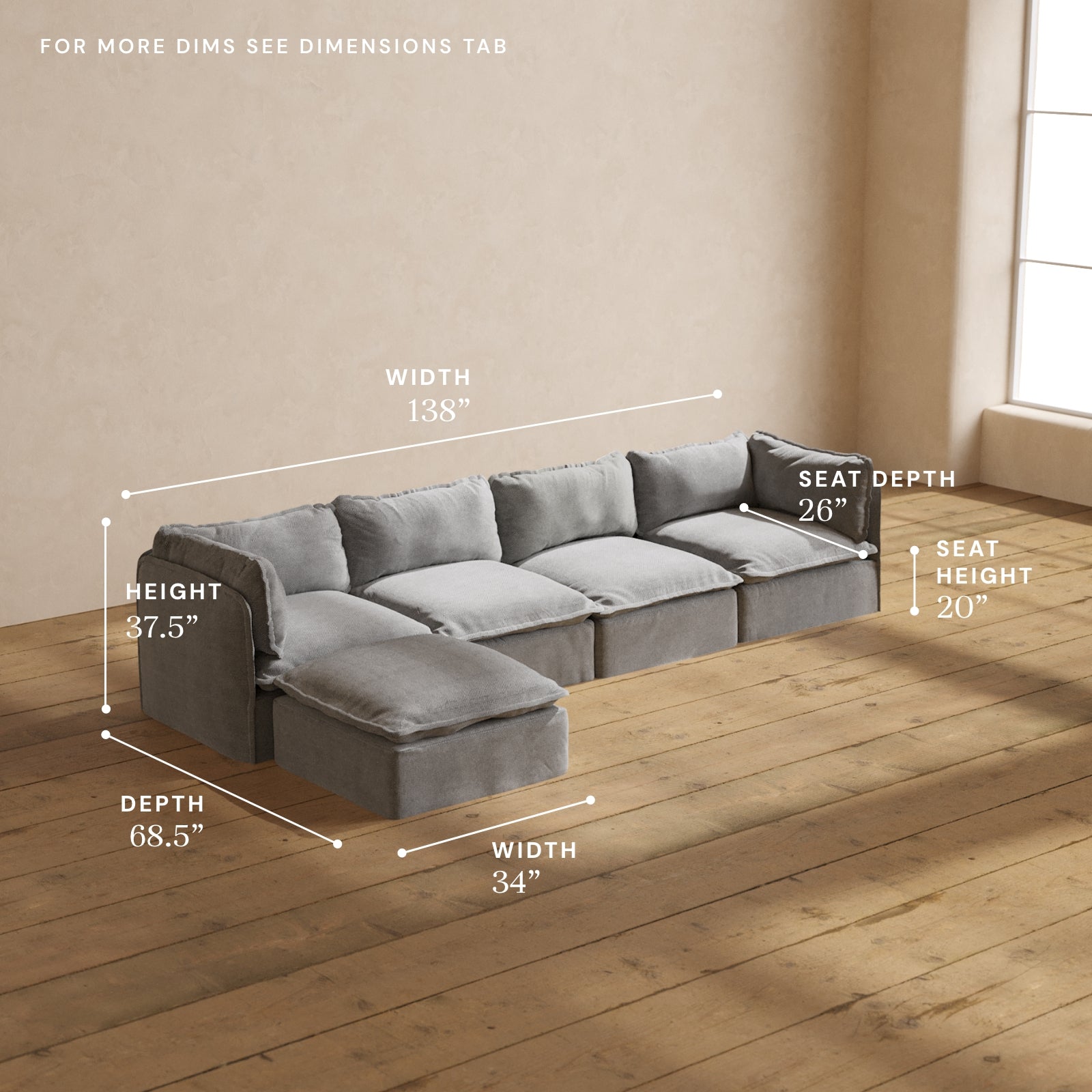Buy 4-Seater Sectional - 60% OFF Sale Now | Anabei