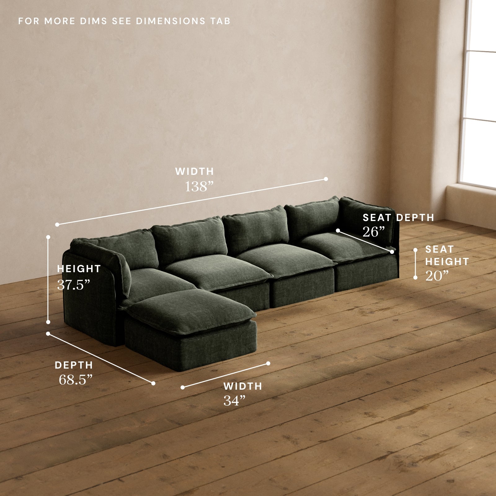 Washable 4-Seater Sectional - 60% OFF | Anabei