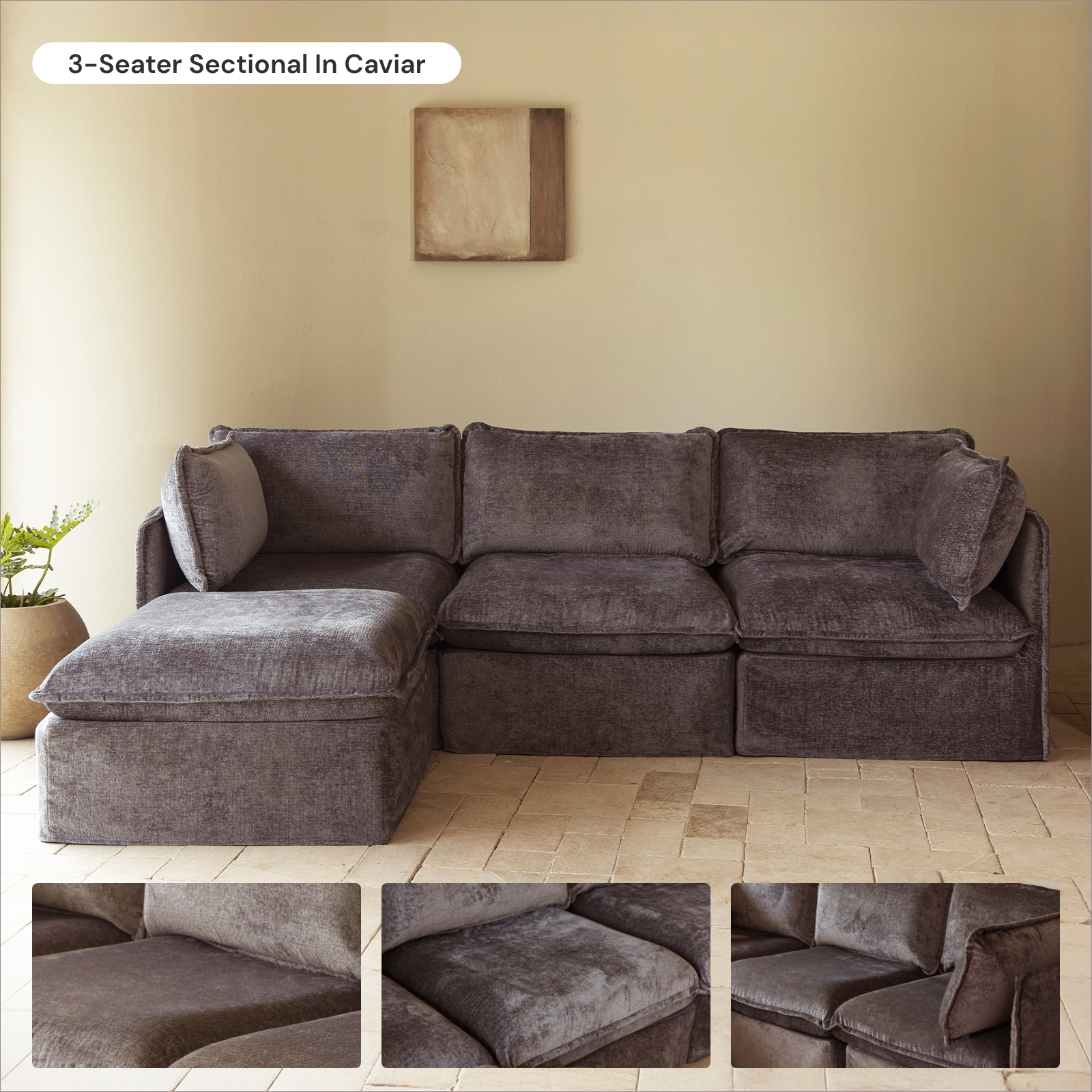 Washable 3-Seater Sectional - 60% OFF | Anabei
