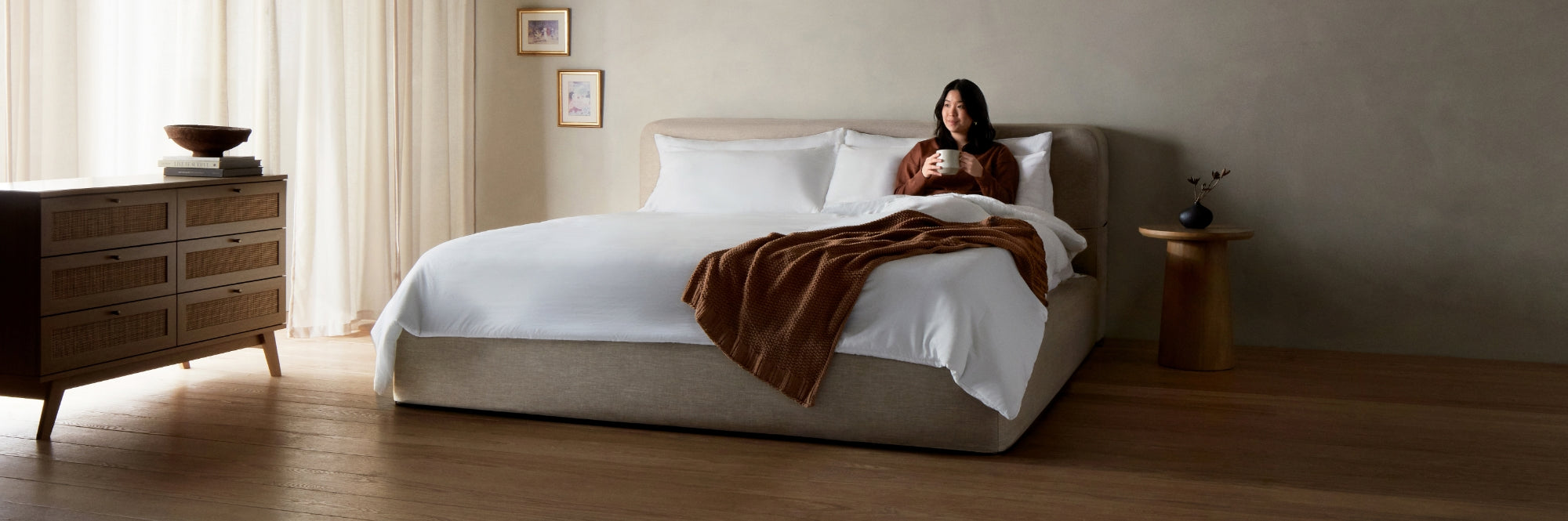 Lifestyle banner image of a modular 3-seater sectional sofa in Ash fabric styled in a real home setting, highlighting a 30-day risk-free trial.